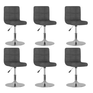 Cadeiras de jantar giratórias 6 pcs tecido cinzento-escuro