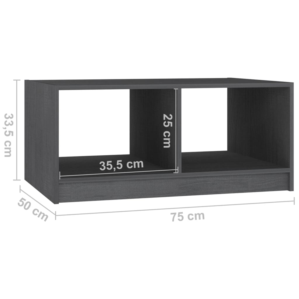 Mesa de centro 75x50x33,5 cm madeira de pinho maciça cinzento - Image 7