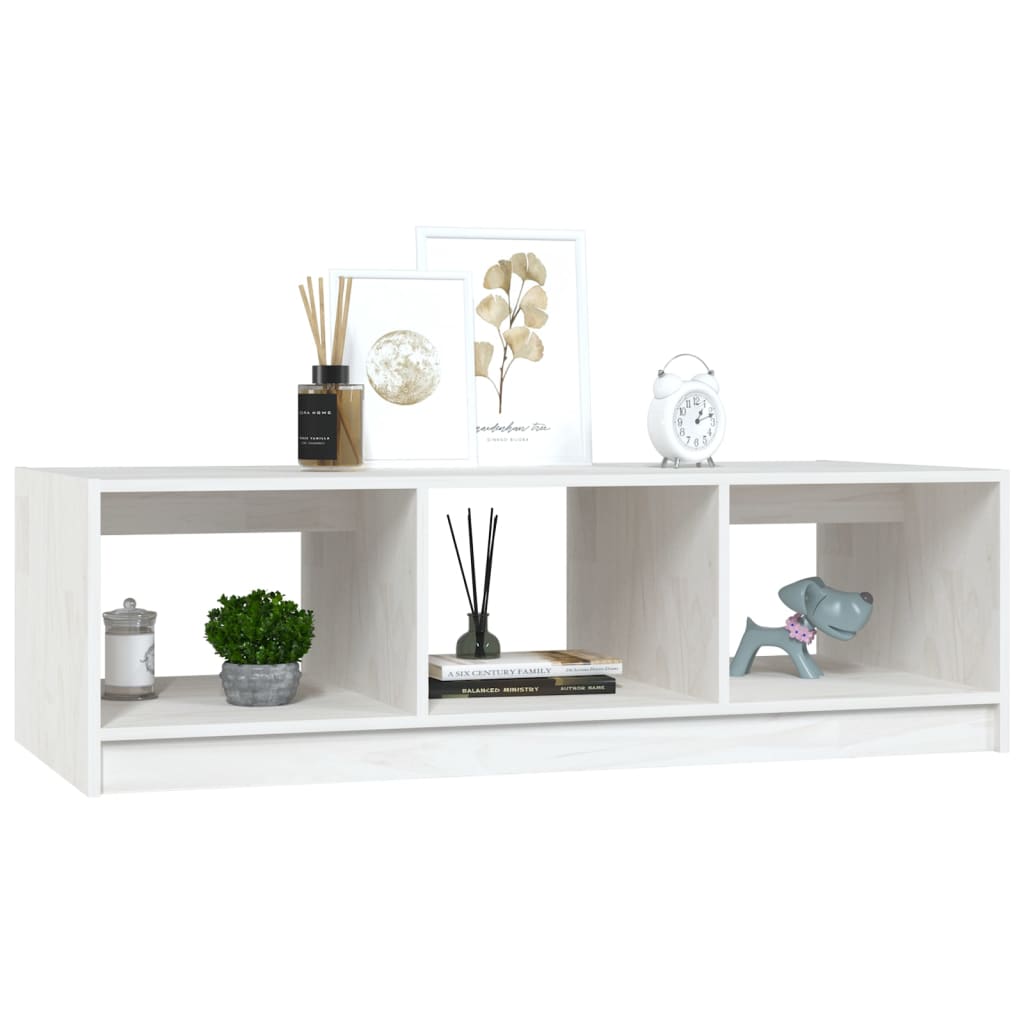 Mesa de centro 110x50x34 cm madeira de pinho maciça branco - Image 3