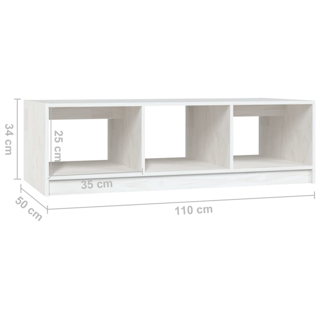 Mesa de centro 110x50x34 cm madeira de pinho maciça branco - Image 7