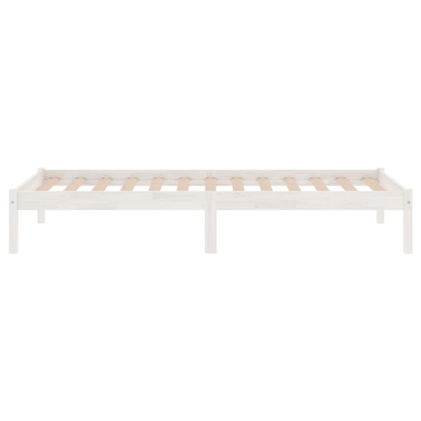 Estrutura de cama solteiro 90x190 cm madeira maciça branco - Image 4