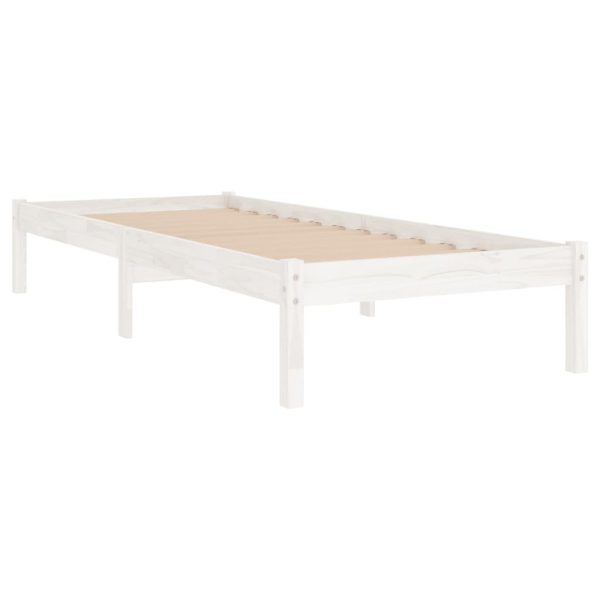 Estrutura de cama 90x200 cm pinho maciço branco - Image 2