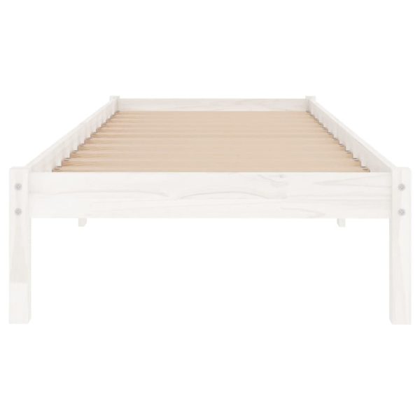 Estrutura de cama 90x200 cm pinho maciço branco - Image 3