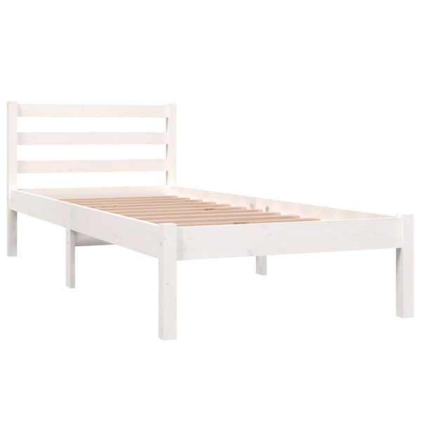 Estrutura de cama pequena solteiro 75x190cm pinho maciço branco - Image 2