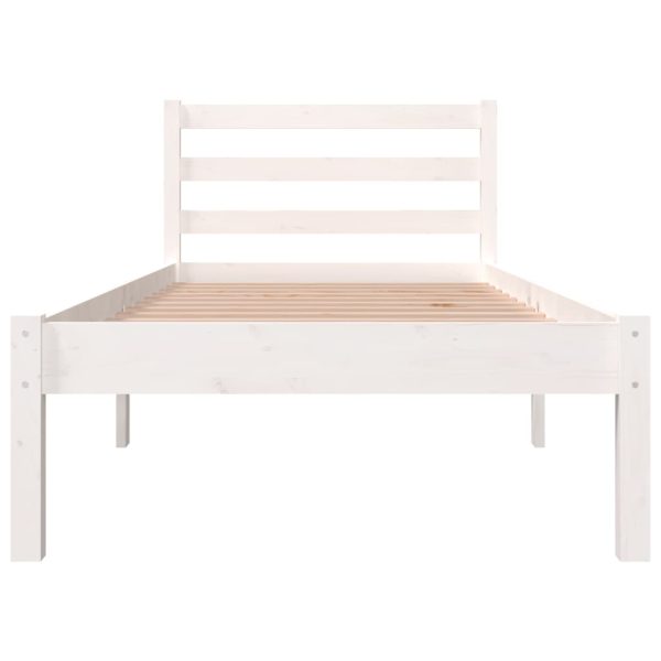 Estrutura de cama pequena solteiro 75x190cm pinho maciço branco - Image 3