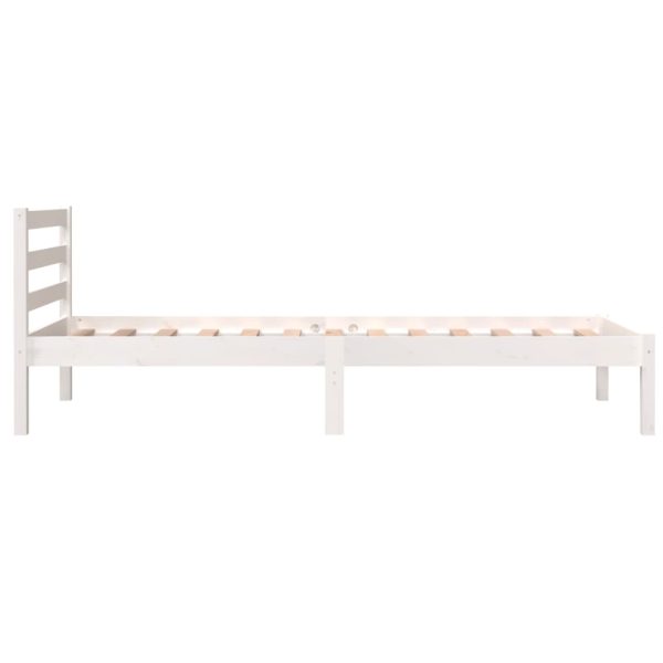 Estrutura de cama pequena solteiro 75x190cm pinho maciço branco - Image 4
