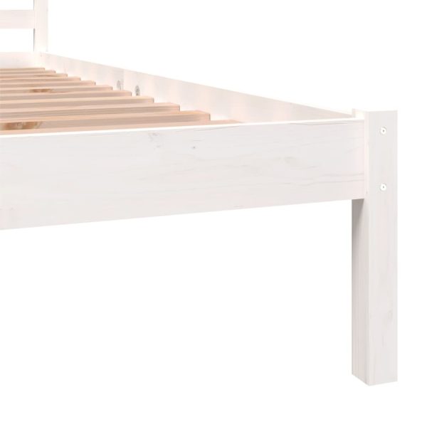 Estrutura de cama pequena solteiro 75x190cm pinho maciço branco - Image 5