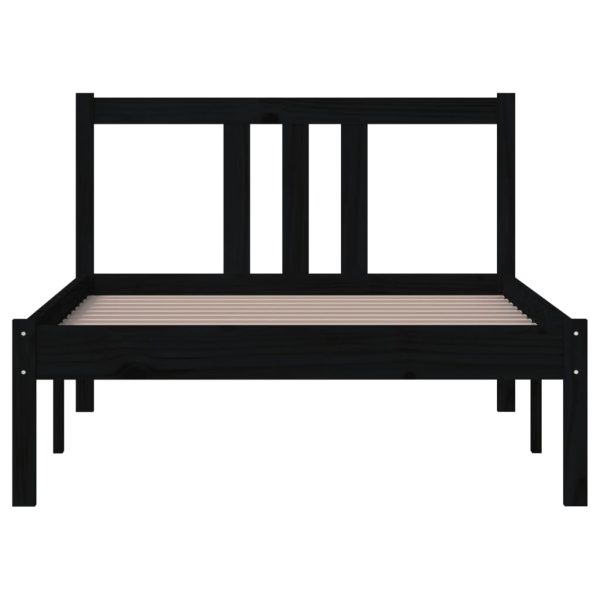 Estrutura de cama 90x200 cm madeira maciça preto - Image 3