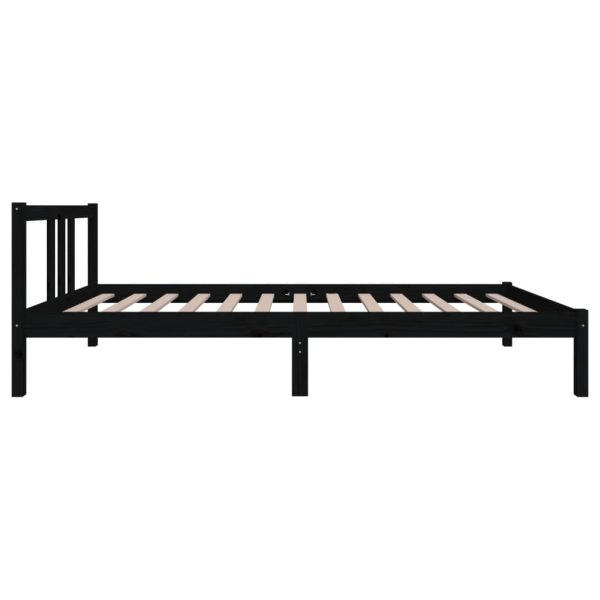 Estrutura de cama 90x200 cm madeira maciça preto - Image 4