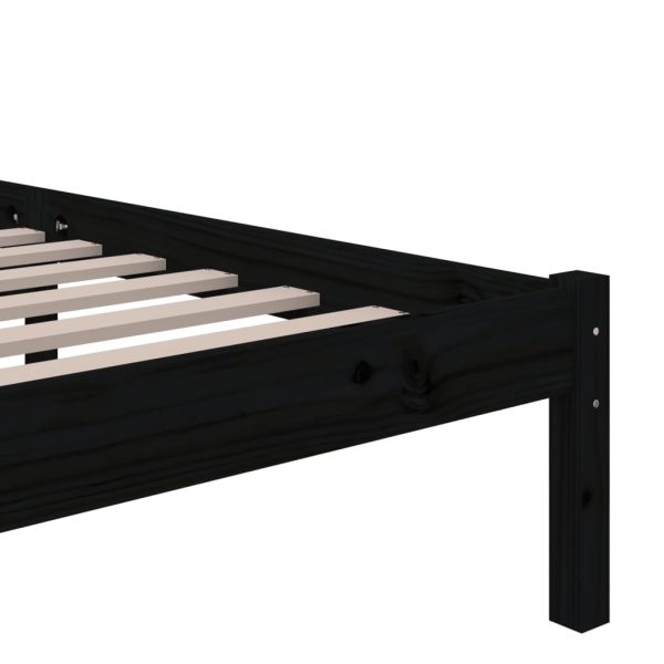 Estrutura de cama 90x200 cm madeira maciça preto - Image 5