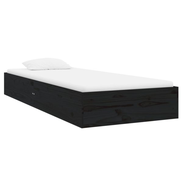 Estrutura cama pequena solteiro 75x190 cm madeira maciça preto - Image 3