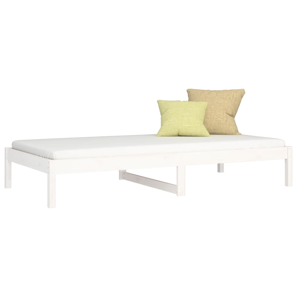 Sofá-cama de solteiro 90x190 cm madeira de pinho maciça branco - Image 2