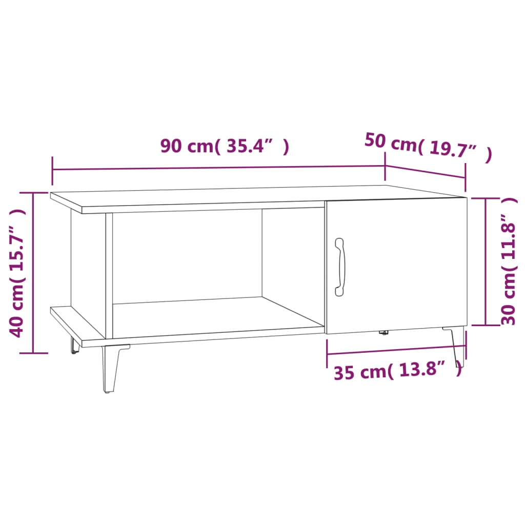 Mesa de centro 90x50x40 cm derivados de madeira cinzento sonoma - Image 8