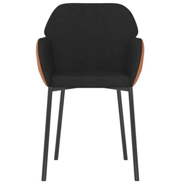 Cadeiras de jantar 2 pcs tecido/couro artificial preto - Image 3