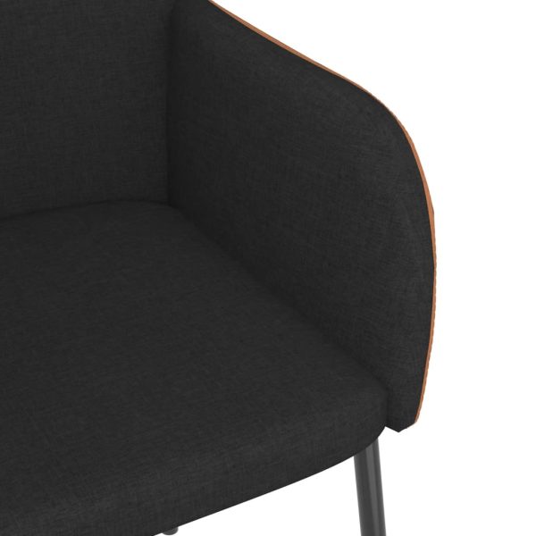 Cadeiras de jantar 2 pcs tecido/couro artificial preto - Image 6