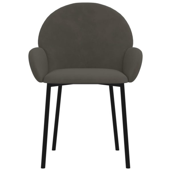 Cadeiras de jantar 2 pcs veludo cinzento-escuro - Image 3