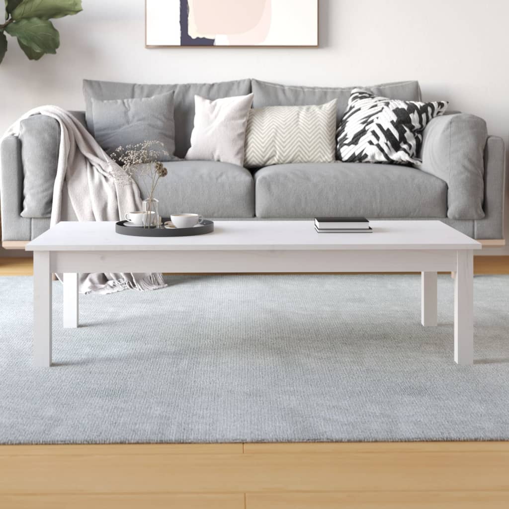 Mesa de centro 110x50x30 cm pinho maciço branco - Image 4