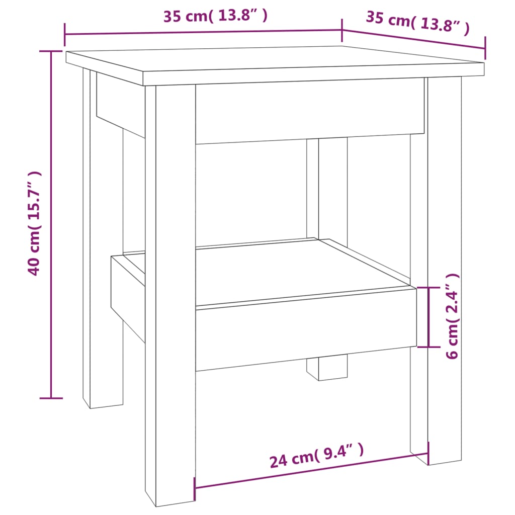 Mesa de centro 35x35x40 cm pinho maciço branco - Image 6