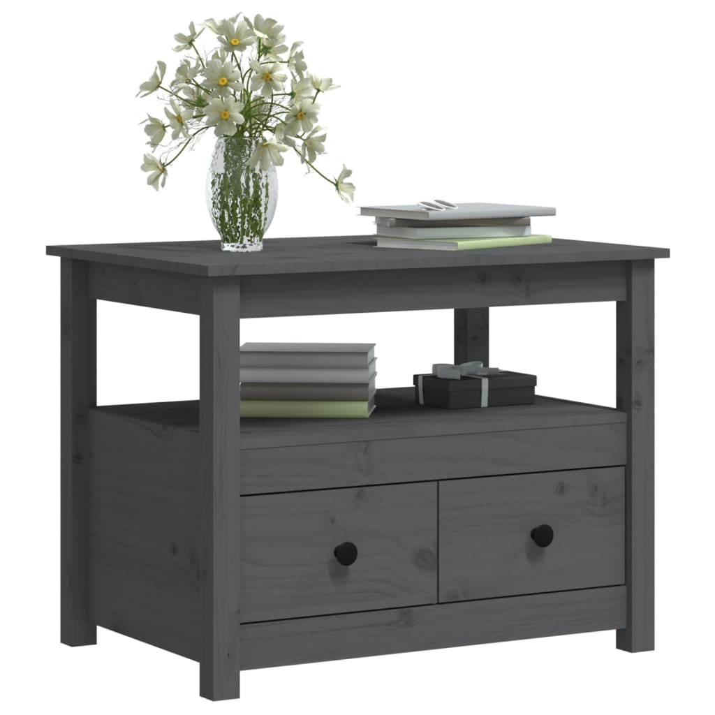 Mesa de centro 71x49x55 cm pinho maciço cinza - Image 4