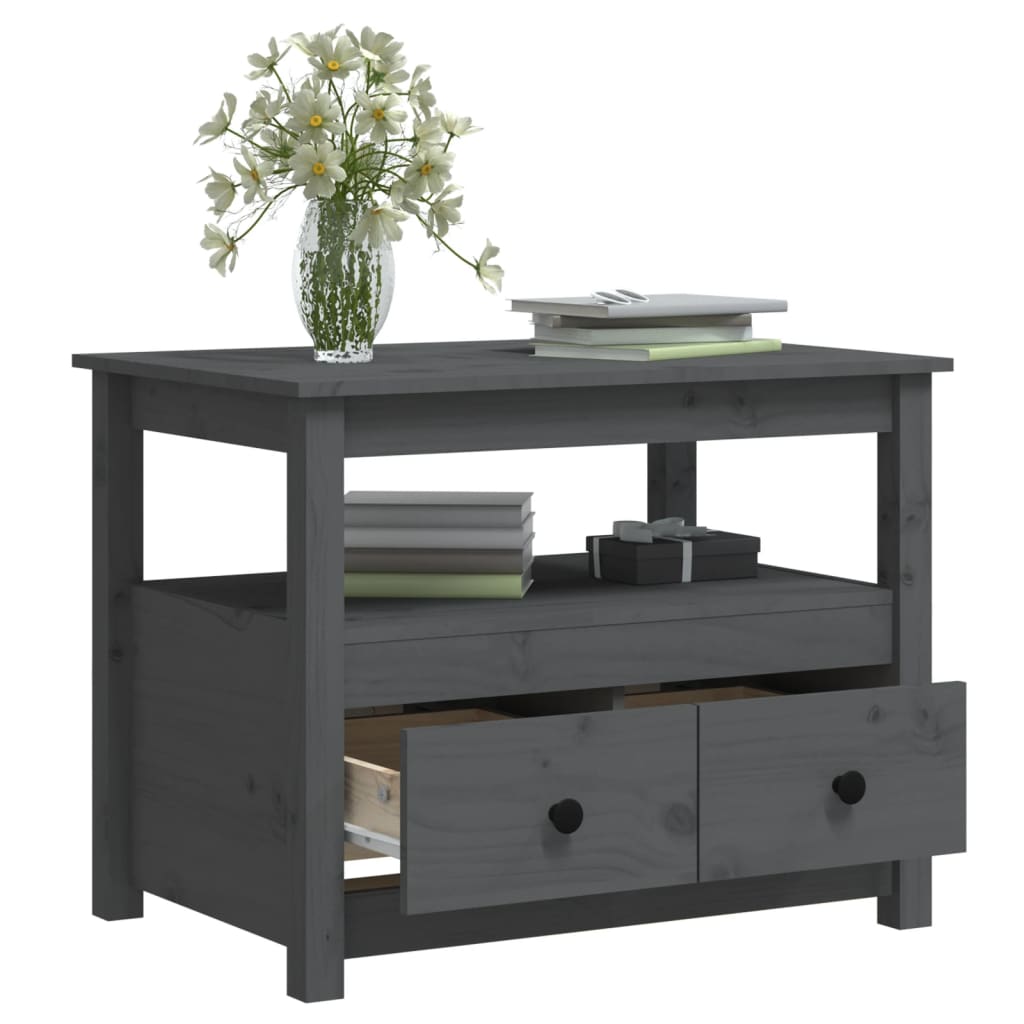 Mesa de centro 71x49x55 cm pinho maciço cinza - Image 5