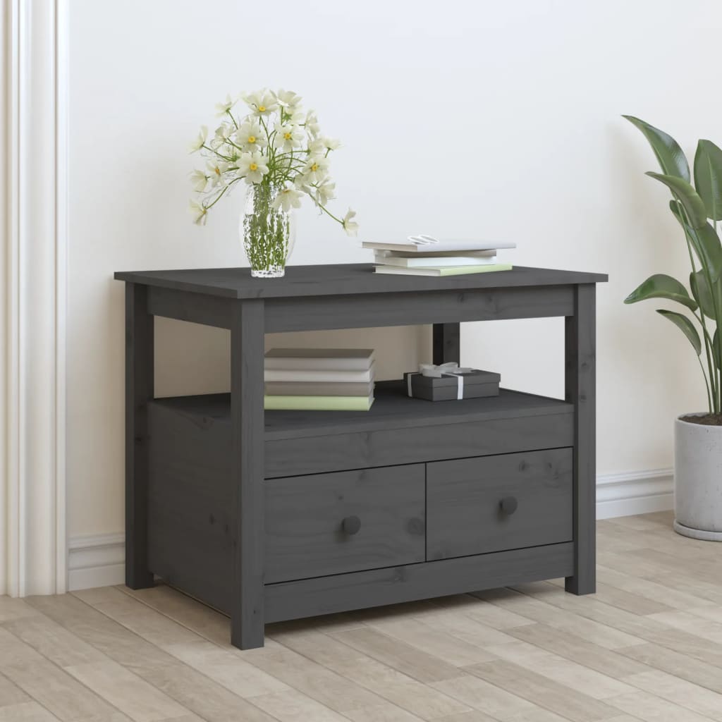 Mesa de centro 71x49x55 cm pinho maciço cinza