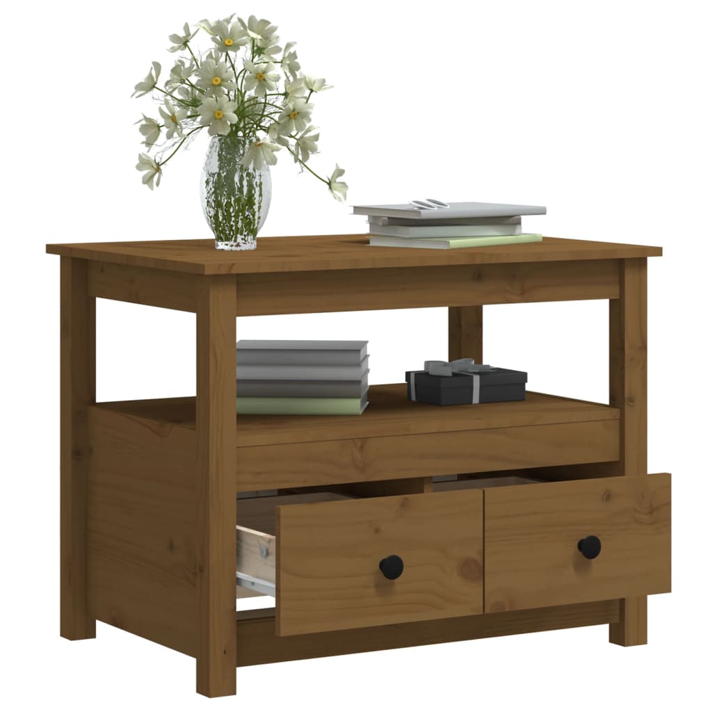 Mesa de centro 71x49x55 cm pinho maciço castanho mel - Image 5