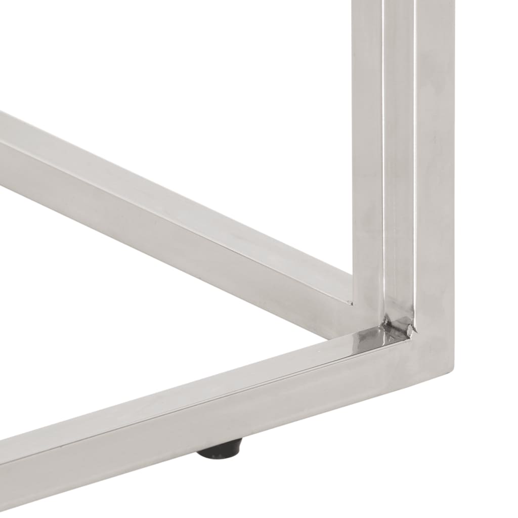 Mesa de centro aço inoxidável e vidro temperado prateado - Image 6