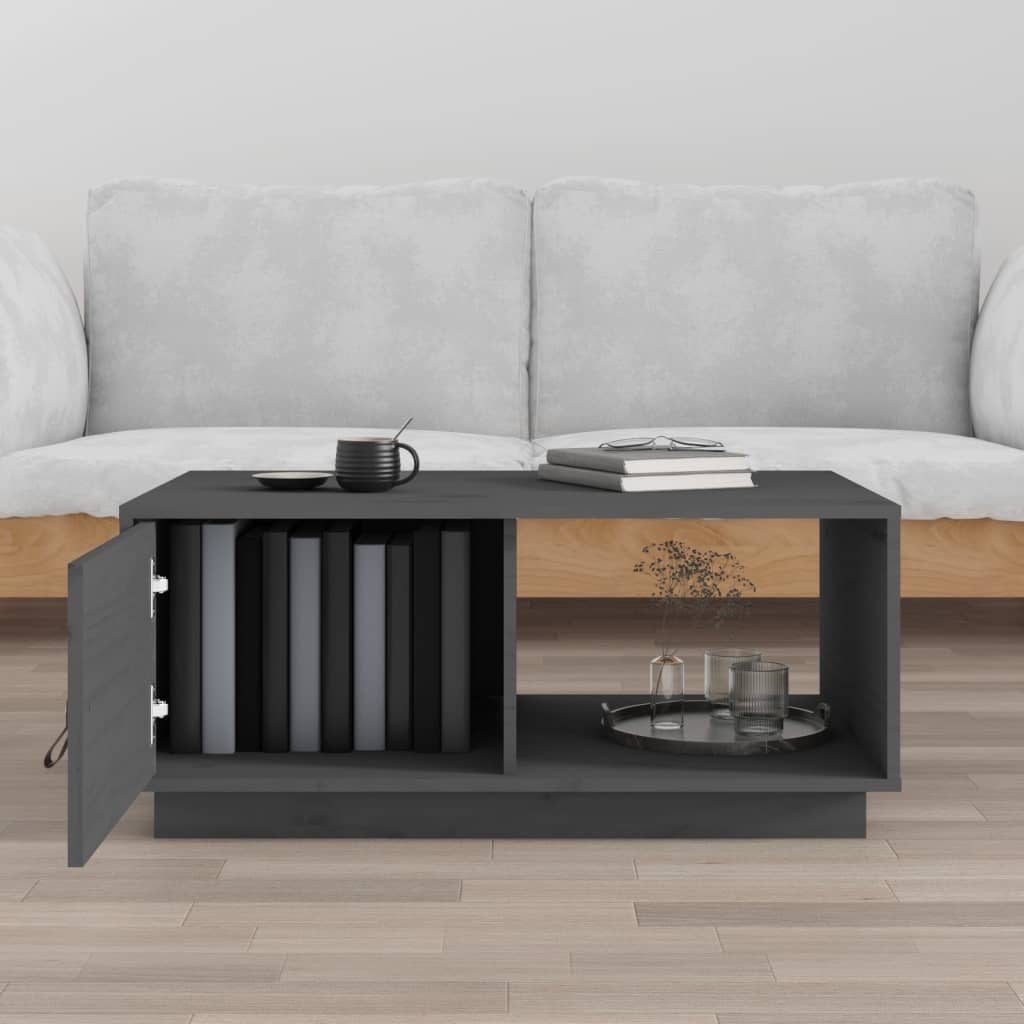 Mesa de centro 80x80x35,5 cm madeira de pinho maciça cinza - Image 2