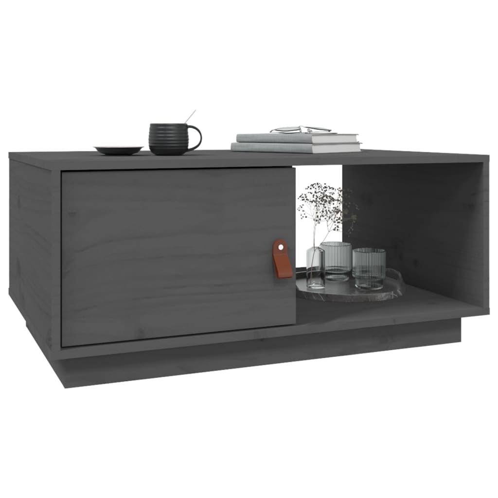 Mesa de centro 80x80x35,5 cm madeira de pinho maciça cinza - Image 3