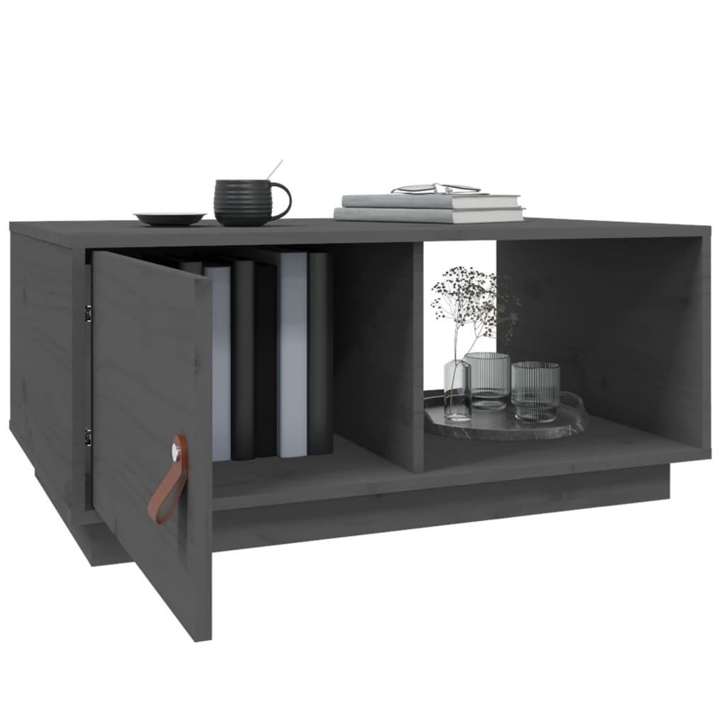 Mesa de centro 80x80x35,5 cm madeira de pinho maciça cinza - Image 4