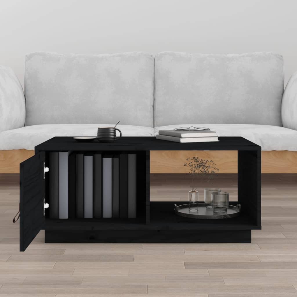 Mesa de centro 80x80x35,5 cm madeira de pinho maciça preto - Image 2