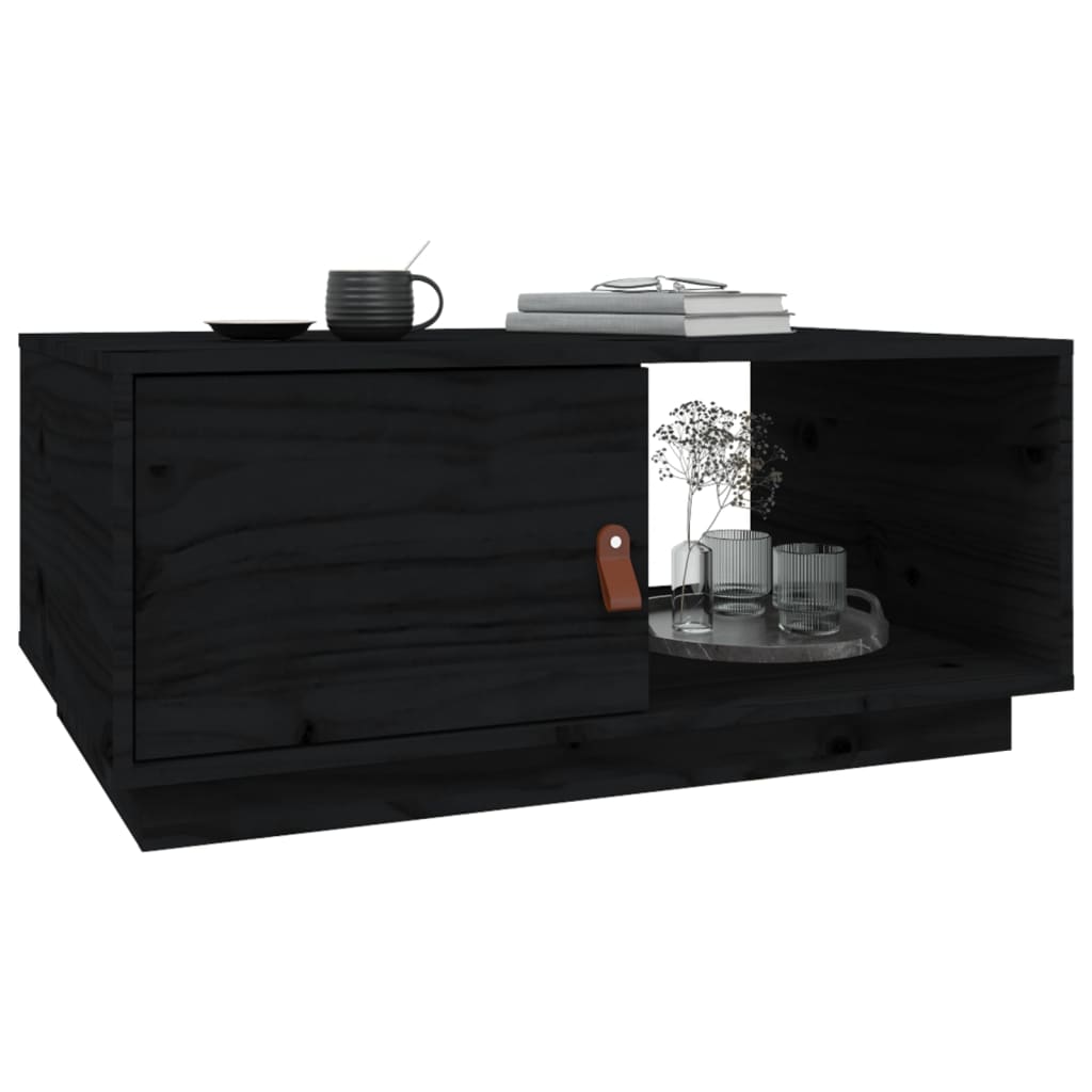 Mesa de centro 80x80x35,5 cm madeira de pinho maciça preto - Image 3