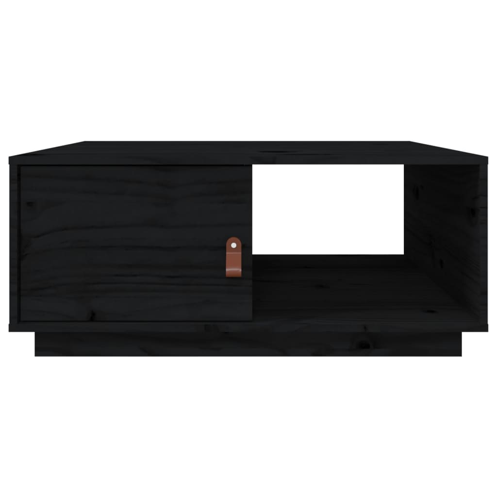 Mesa de centro 80x80x35,5 cm madeira de pinho maciça preto - Image 5