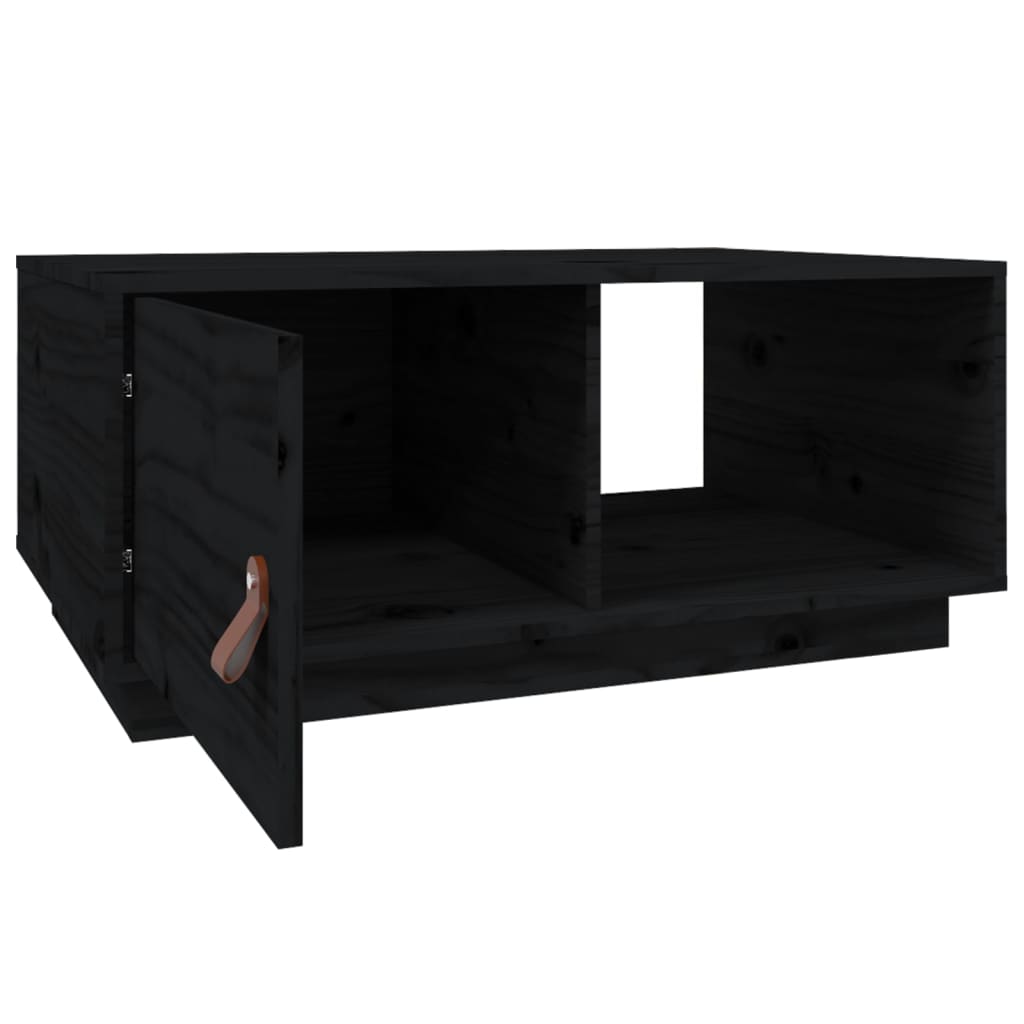 Mesa de centro 80x80x35,5 cm madeira de pinho maciça preto - Image 6