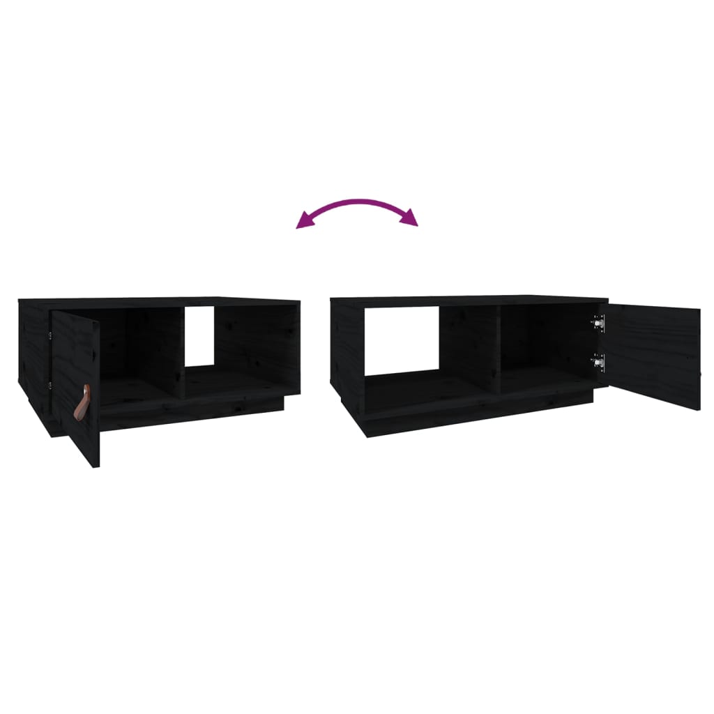 Mesa de centro 80x80x35,5 cm madeira de pinho maciça preto - Image 8