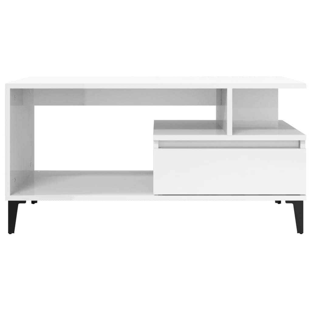 Mesa centro 90x49x45 cm derivados de madeira branco brilhante - Image 4