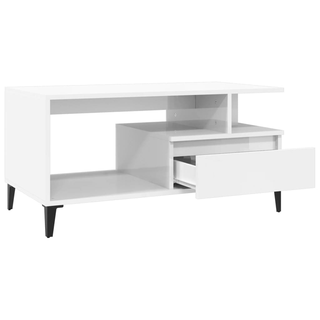 Mesa centro 90x49x45 cm derivados de madeira branco brilhante - Image 5