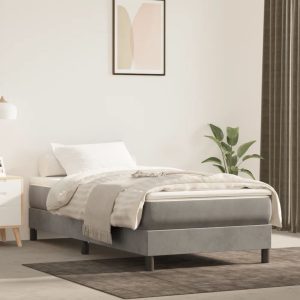 Estrutura de cama sem colchão 80x200 cm veludo cinzento-claro