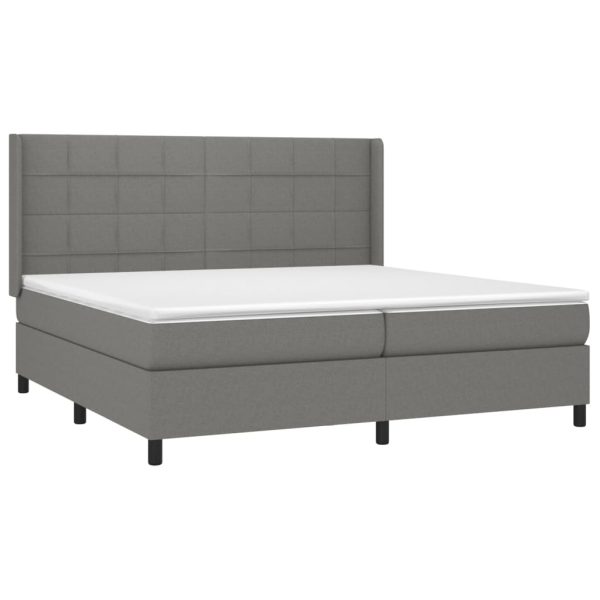 Cama box spring c/ colchão e LED 200x200 cm tecido cinza-escuro - Image 3