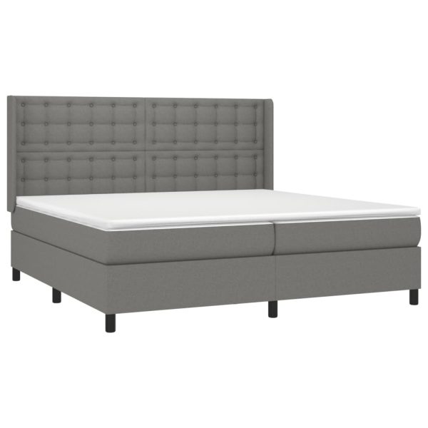 Cama box spring c/ colchão e LED 200x200 cm tecido cinza-escuro - Image 3