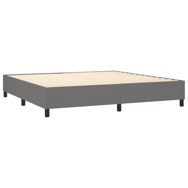 Cama box spring c/ colchão e LED 200x200 cm tecido cinza-escuro - Image 4