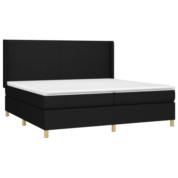 Cama box spring c/ colchão e LED 200x200 cm tecido preto - Image 3