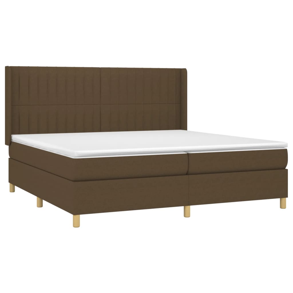 Cama box spring c/ colchão/LED 200x200cm tecido castanho-escuro - Image 3