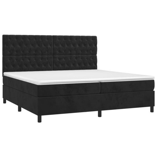 Cama box spring c/ colchão/LED 200x200 cm veludo preto - Image 2