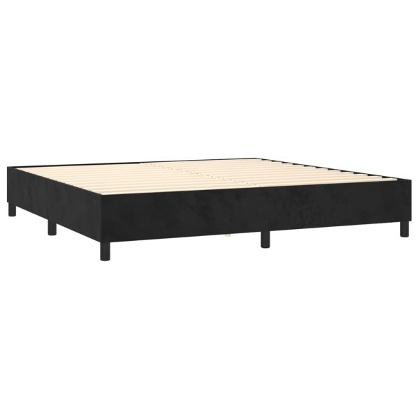 Cama box spring c/ colchão/LED 200x200 cm veludo preto - Image 4