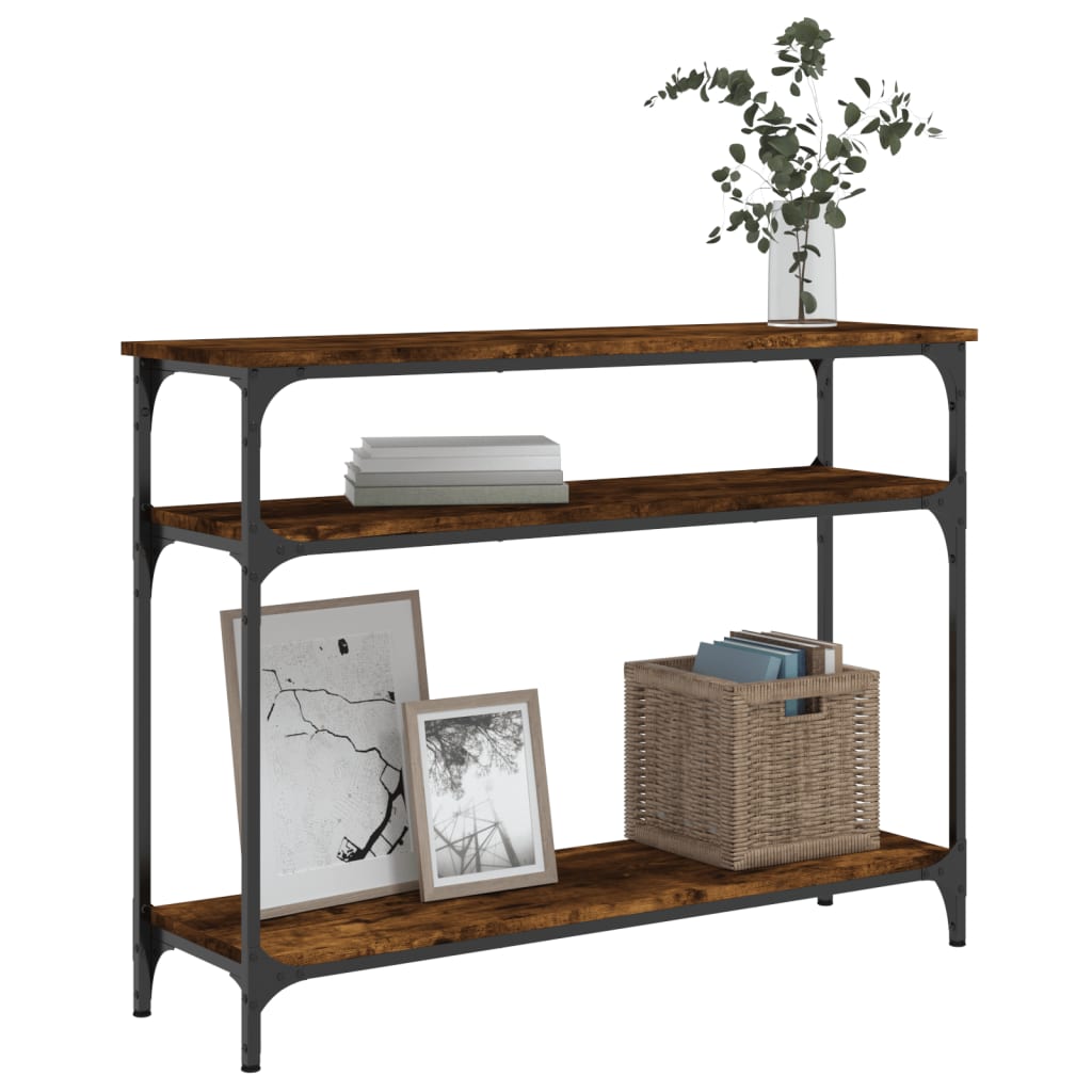 Mesa consola 100x29x75 cm derivados de madeira carvalho fumado - Image 2
