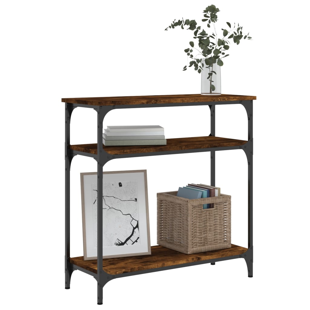 Mesa consola 75x29x75 cm derivados de madeira carvalho fumado - Image 2