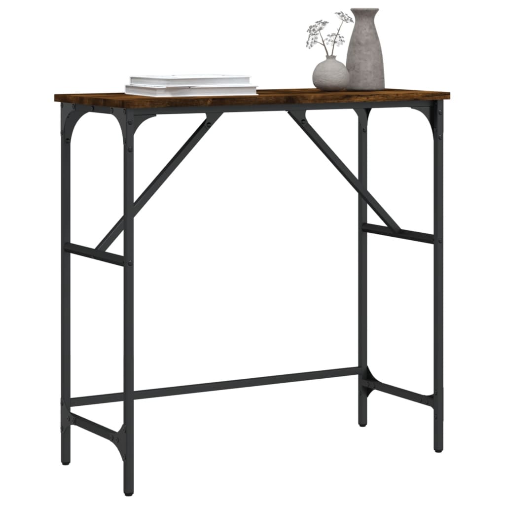 Mesa consola 75x32x75 cm derivados de madeira carvalho fumado - Image 2