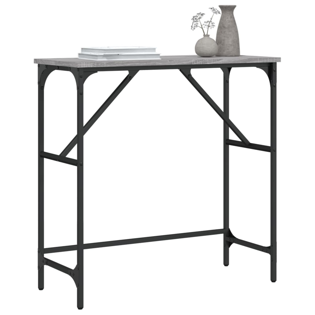 Mesa consola 75x32x75 cm derivados de madeira cinzento sonoma - Image 2