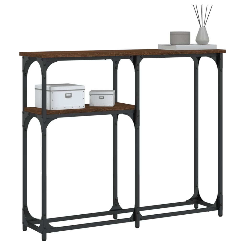 Mesa consola 90x22,5x75 cm derivados madeira carvalho castanho - Image 2